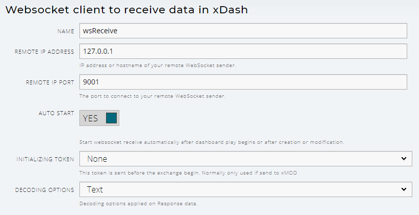 WebSocket Receive Parameters